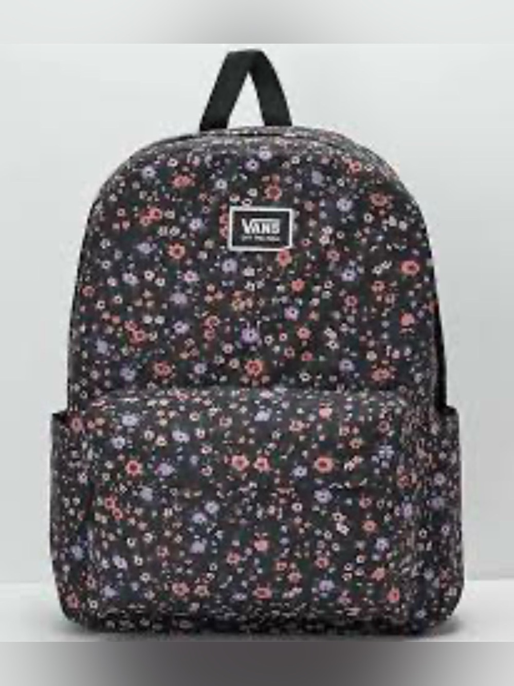 Vans Black Floral Backpack with Pink & Lavender Accents